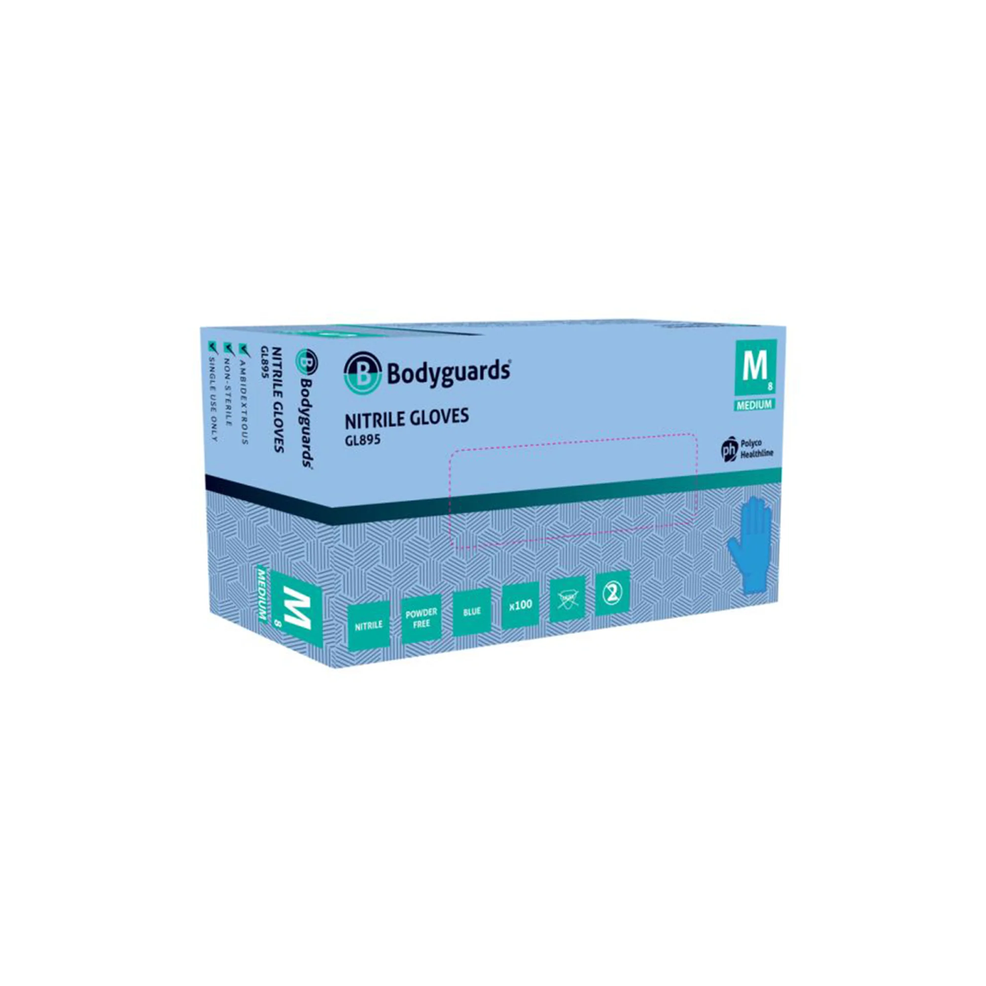 Polyco Healthline GL895 Powder Free Nitrile Gloves (Box of 100)