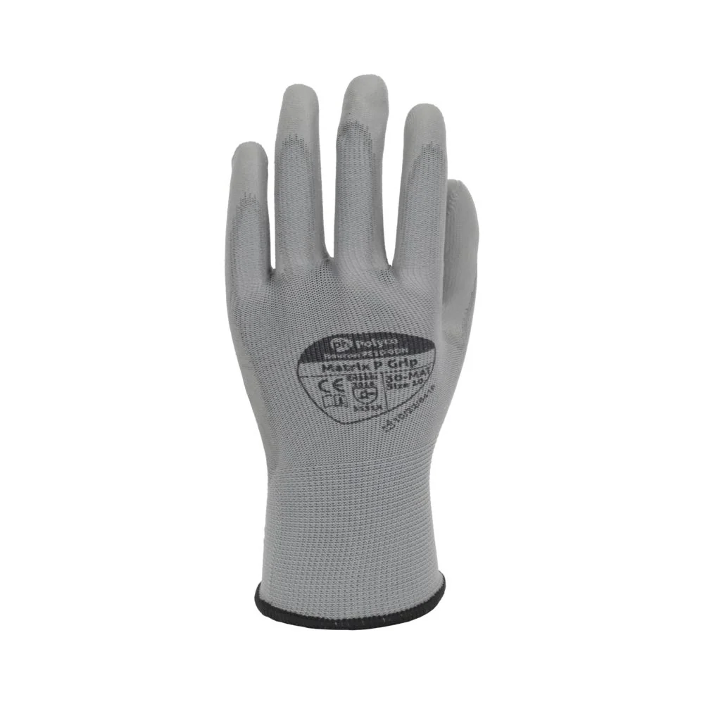 Polyco Matrix P Grip Grey PU Palm Coated Gloves (Size 9) – One Pair - Image 2