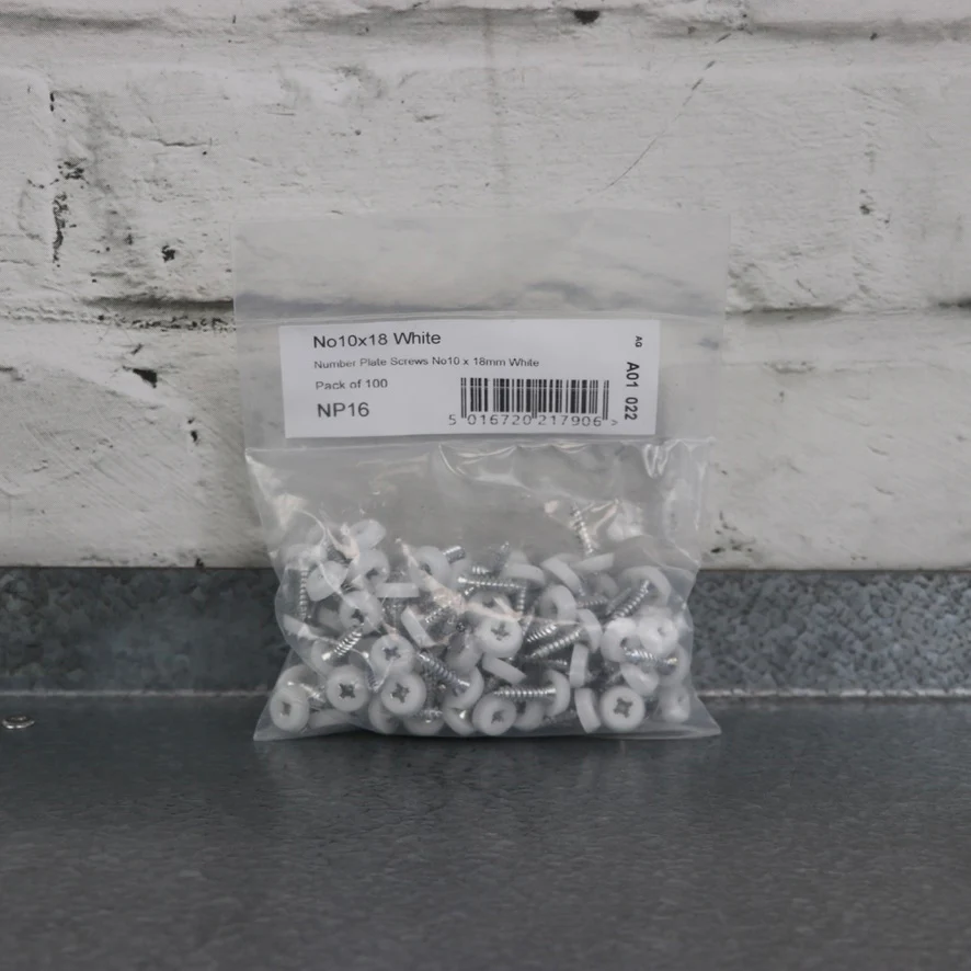Workshop Warehouse 100 White Plastic Head Number Plate Screws